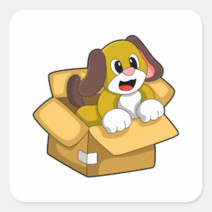 Dog in Box Square Sticker