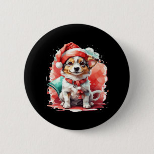Dog in Christmas Hat - Christmas Tale Oversized T- 6 Cm Round Badge