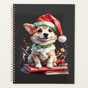 Dog in Christmas Hat with Books - A Perfect Christ Planner