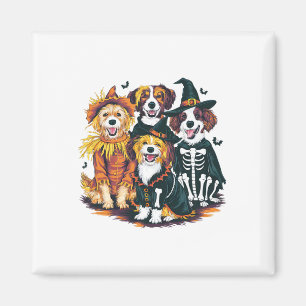 Dog In Costumes Fall Season Halloween Funny Dog Te Magnet