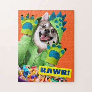Dog in Dinosaur Costume Jigsaw Puzzle