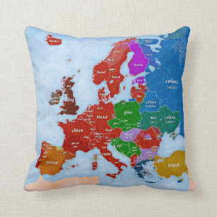 Dog in European Languages Pillow