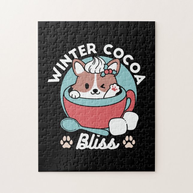 Dog in Festive Mug for Holiday Vibes - Winter Coco Jigsaw Puzzle (Vertical)