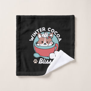 Dog in Festive Mug for Holiday Vibes - Winter Coco Wash Cloth