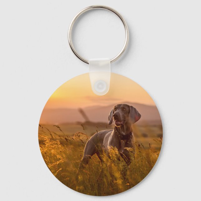 Dog in Field Acrylic Keychain (Front)