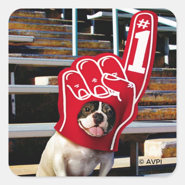 Dog In Foam Hand Square Sticker (Front)