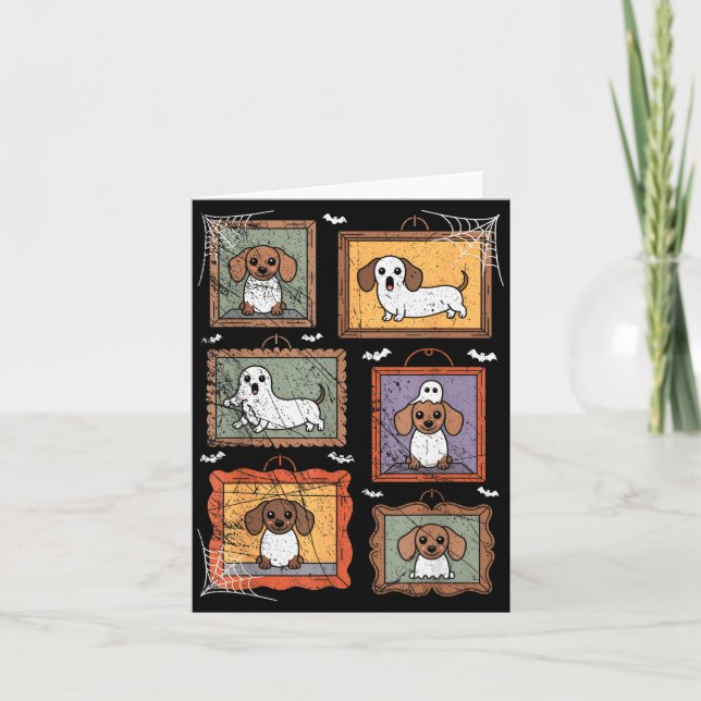 Dog In Ghost Costume Funny Halloween Puppy Lover  Card (Front)