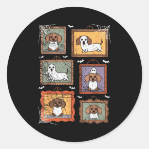 Dog In Ghost Costume Funny Halloween Puppy Lover  Classic Round Sticker
