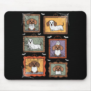 Dog In Ghost Costume Funny Halloween Puppy Lover Mouse Pad