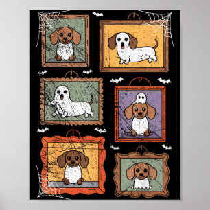 Dog In Ghost Costume Funny Halloween Puppy Lover Poster
