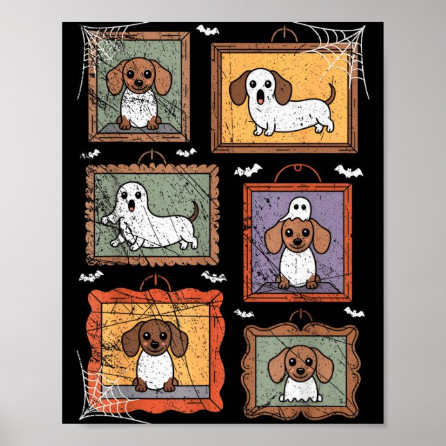 Dog In Ghost Costume Funny Halloween Puppy Lover  Poster (Front)