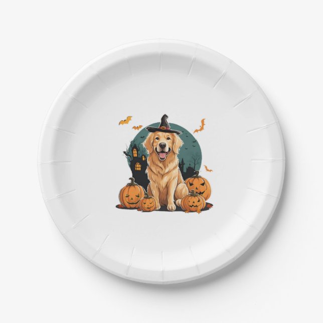 dog in halloween funny paper plate (Front)