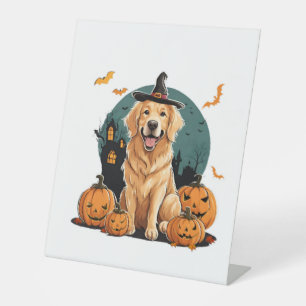 dog in halloween funny pedestal sign