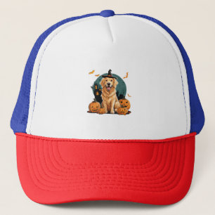 dog in halloween funny trucker hat