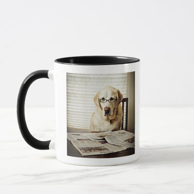 Dog in morning routine mug (Left)