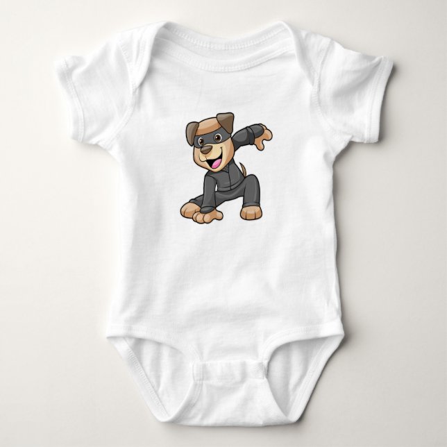 Dog in Ninja Costume Baby Bodysuit (Front)