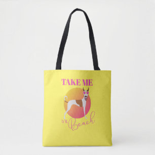 Dog in Pink Sunglasses Take Me To The Beach Tote Bag