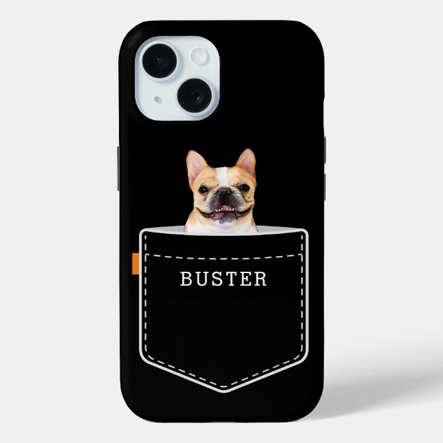 Dog In Pocket | Custom Pet Photo and Name Black Case-Mate iPhone Case (Back)