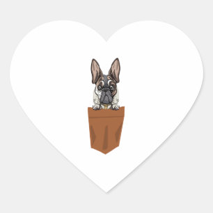 Dog in Pocket Funny Puppy for Dog Lovers Bulldog 1 Heart Sticker