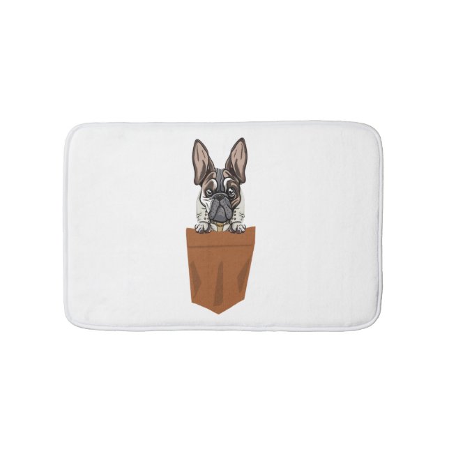Dog in Pocket Funny Puppy for Dog Lovers Bulldog  Bath Mat (Front)