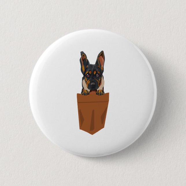 Dog in Pocket Funny Puppy for Dog Lovers Rottweile 6 Cm Round Badge (Front)