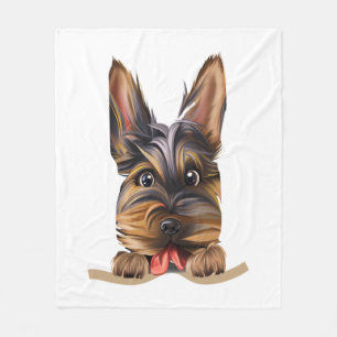 Dog in Pocket Funny Puppy for Dog Lovers Yorkshire Fleece Blanket