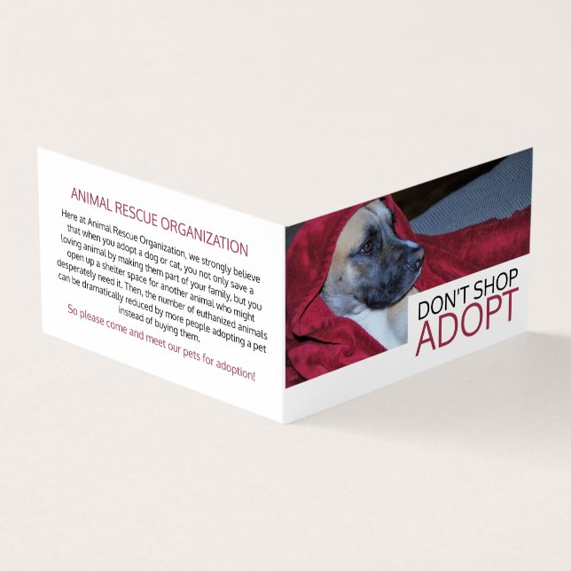 Dog in Red Blanket, Pet Adoption Detailed Business Card (Outside)