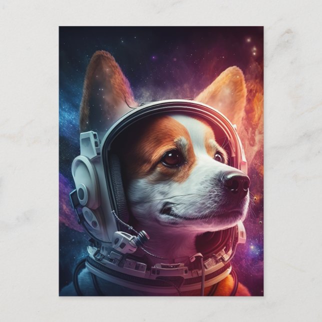 Dog in Space Astronaut Suit Postcard (Front)