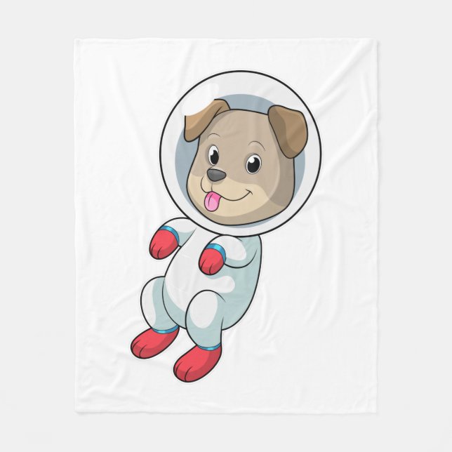 Dog in Space in Suit Fleece Blanket (Front)