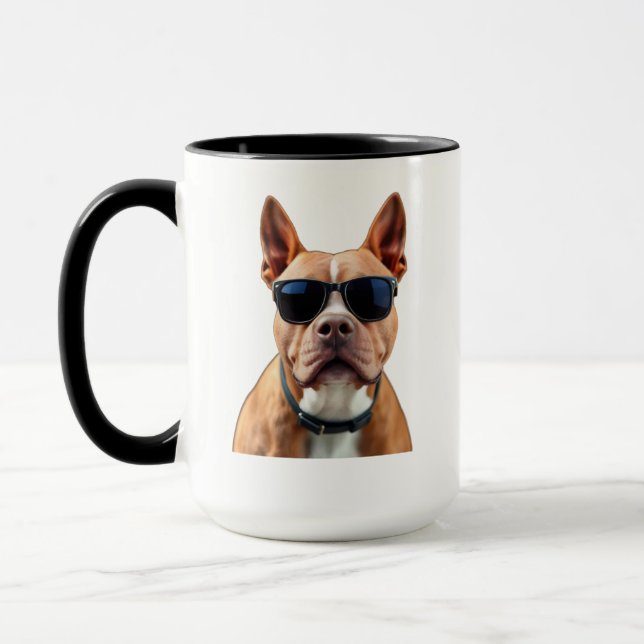 Dog in Sunglasses  Combo Mug, 15 oz Mug (Left)