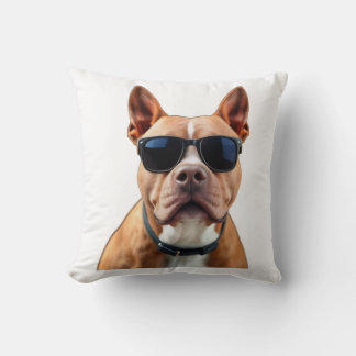 Dog in Sunglasses Throw Pillow