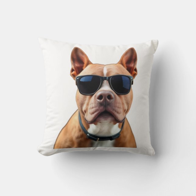 Dog in Sunglasses Throw Pillow (Front)