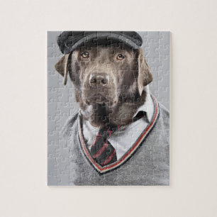 Dog in sweater and cap jigsaw puzzle