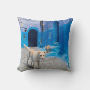 Dog in the Blue City Cushion