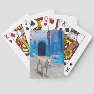 Dog in the Blue City Playing Cards
