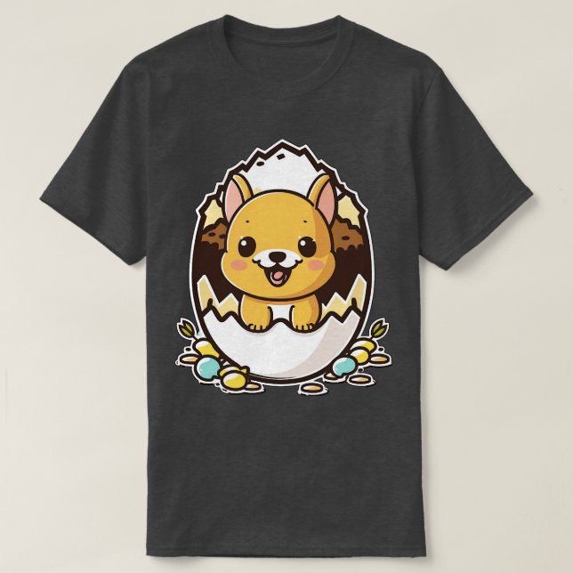 Dog in the Egg kawaii T-Shirt (Design Front)