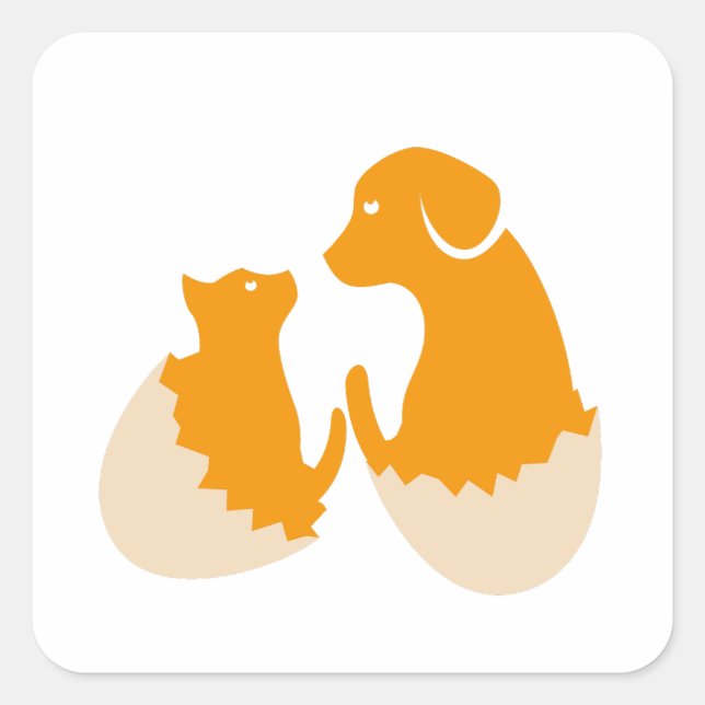 dog in the egg square sticker (Front)