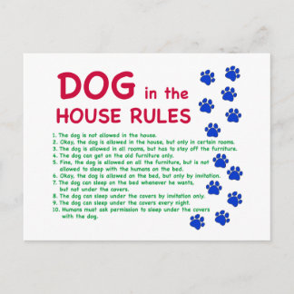 Dog in the house rules - rules to live by postcard