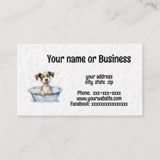 Dog in tub business card