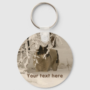 Dog in winter key ring