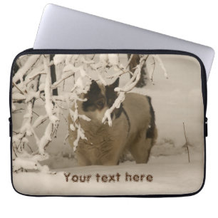 Dog in winter laptop sleeve