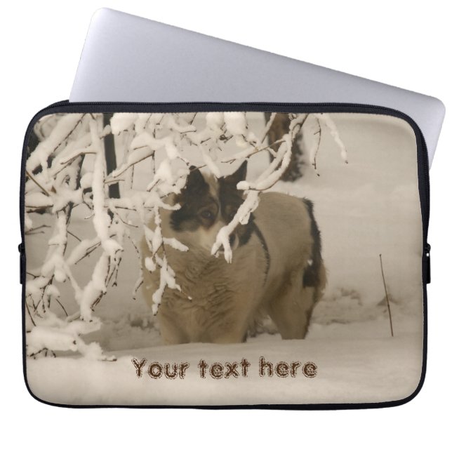 Dog in winter laptop sleeve (Front)