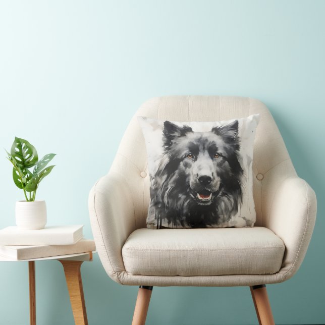 Dog Ink Painting Cushion (Chair)