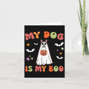 Dog Is Boo Black Boston Terrier Halloween Costume Card