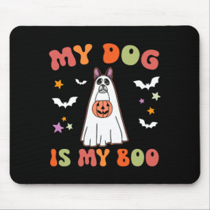 Dog Is Boo Black Boston Terrier Halloween Costume Mouse Pad