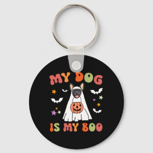Dog Is Boo Black French Bulldog Halloween Costume Key Ring