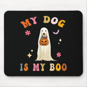 Dog Is Boo_ Cute Groovy Spooky Halloween Dog Mouse Pad