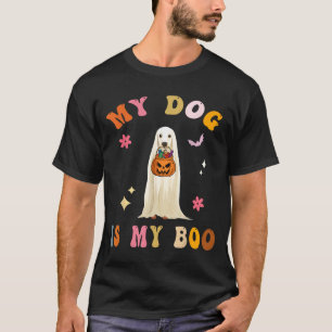 Dog Is Boo_ Cute Groovy Spooky Halloween Dog T-Shirt