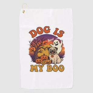 Dog Is Boo Halloween Pug Ghost Pumpkins_1 Golf Towel