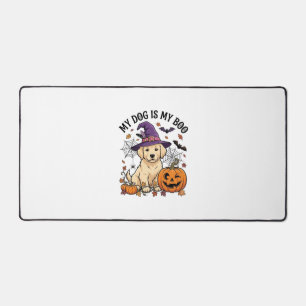 Dog Is Boo Halloween Witch Puppy Pumpkin_1 Desk Mat
